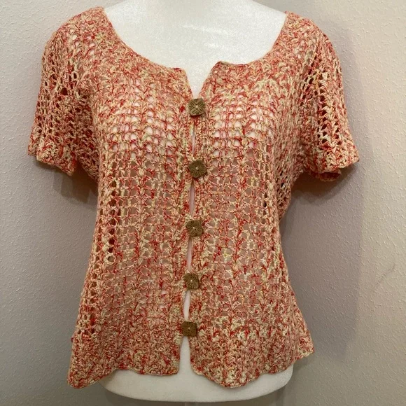 NWT JH Collectibles Multicolor Crocheted Button Down Shrug/ Cardigan/ Top  XL - Picture 2 of 8
